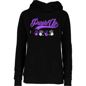 Purple Hands Purple Up Month Of Military Child Army Child Womens Funnel Neck Pullover Hood