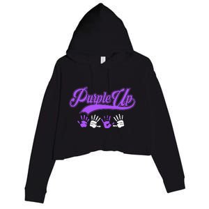 Purple Hands Purple Up Month Of Military Child Army Child Crop Fleece Hoodie