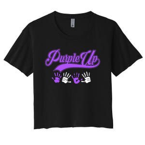 Purple Hands Purple Up Month Of Military Child Army Child Women's Crop Top Tee