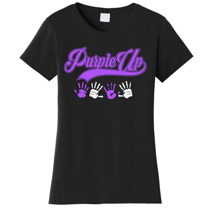 Purple Hands Purple Up Month Of Military Child Army Child Women's T-Shirt