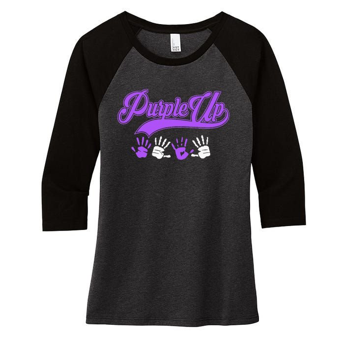 Purple Hands Purple Up Month Of Military Child Army Child Women's Tri-Blend 3/4-Sleeve Raglan Shirt