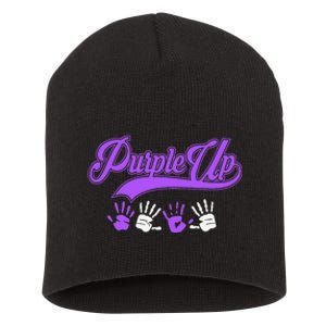 Purple Hands Purple Up Month Of Military Child Army Child Short Acrylic Beanie