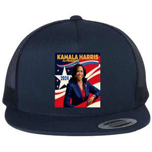 President Harris Flat Bill Trucker Hat