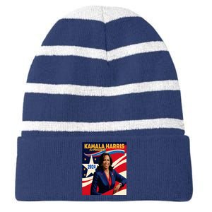 President Harris Striped Beanie with Solid Band