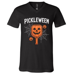 Pickleween Halloween Pickleball Players V-Neck T-Shirt