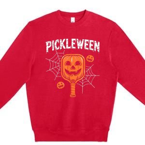 Pickleween Halloween Pickleball Players Premium Crewneck Sweatshirt