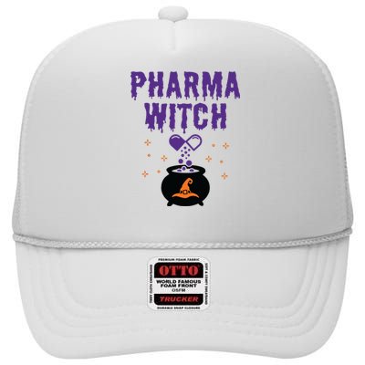 Pharmacist Halloween Pharmacy Tech Women Pharma Witch High Crown Mesh Back Trucker Hat