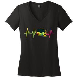 Pharmacist Heartbeat Pharmacy Technician PharmD Graphic Women's V-Neck T-Shirt