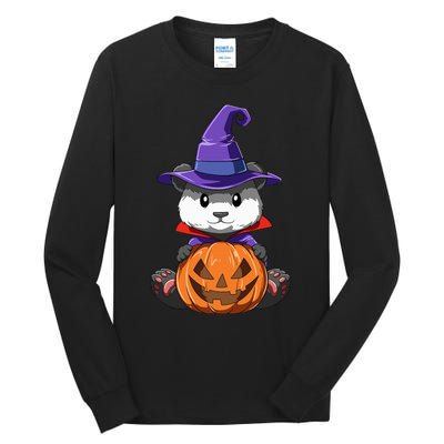 Panda Halloween Panda Lover Gift Panda Pumpkin Halloween Tall Long Sleeve T-Shirt