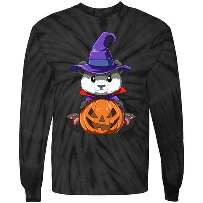 Panda Halloween Panda Lover Gift Panda Pumpkin Halloween Tie-Dye Long Sleeve Shirt