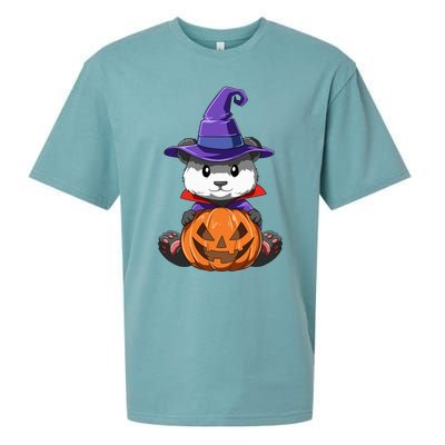 Panda Halloween Panda Lover Gift Panda Pumpkin Halloween Sueded Cloud Jersey T-Shirt