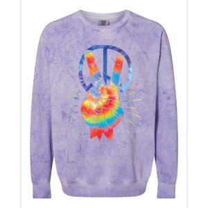 Peace Hand Peace Sign Tie Dye Colorblast Crewneck Sweatshirt