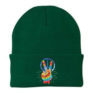 Peace Hand Peace Sign Tie Dye Knit Cap Winter Beanie