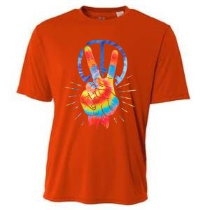 Peace Hand Peace Sign Tie Dye Cooling Performance Crew T-Shirt