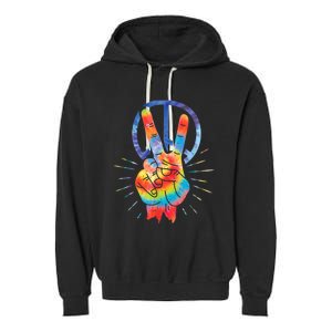 Peace Hand Peace Sign Tie Dye Garment-Dyed Fleece Hoodie