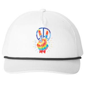 Peace Hand Peace Sign Tie Dye Snapback Five-Panel Rope Hat