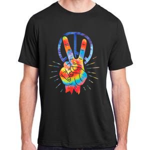 Peace Hand Peace Sign Tie Dye Adult ChromaSoft Performance T-Shirt