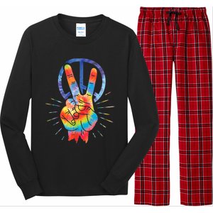 Peace Hand Peace Sign Tie Dye Long Sleeve Pajama Set