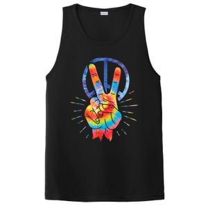 Peace Hand Peace Sign Tie Dye PosiCharge Competitor Tank