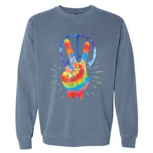 Peace Hand Peace Sign Tie Dye Garment-Dyed Sweatshirt