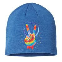 Peace Hand Peace Sign Tie Dye Sustainable Beanie