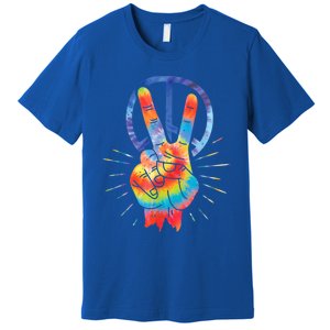 Peace Hand Peace Sign Tie Dye Premium T-Shirt