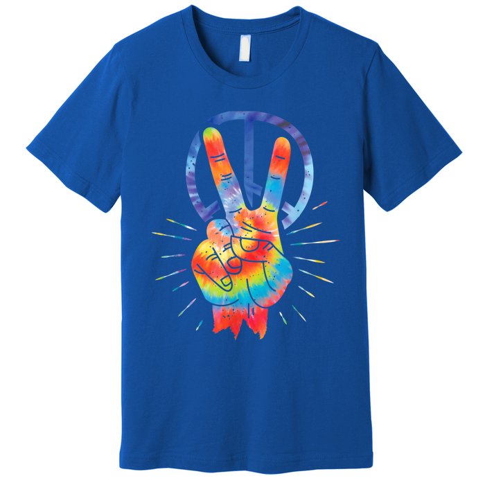 Peace Hand Peace Sign Tie Dye Premium T-Shirt