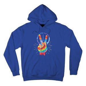 Peace Hand Peace Sign Tie Dye Tall Hoodie