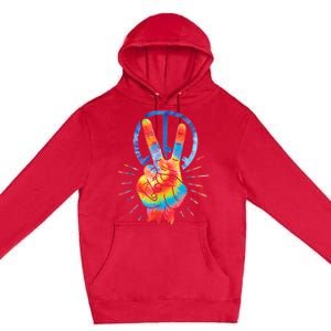 Peace Hand Peace Sign Tie Dye Premium Pullover Hoodie