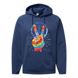 Peace Hand Peace Sign Tie Dye Performance Fleece Hoodie