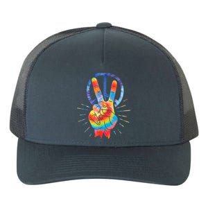 Peace Hand Peace Sign Tie Dye Yupoong Adult 5-Panel Trucker Hat