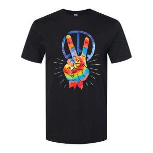 Peace Hand Peace Sign Tie Dye Softstyle CVC T-Shirt