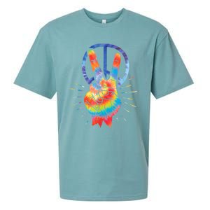 Peace Hand Peace Sign Tie Dye Sueded Cloud Jersey T-Shirt