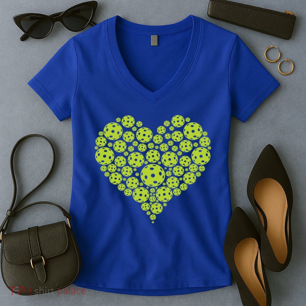 Pickleball Heart Professional Pickleball Game Players Great Gift Women's V-Neck T-Shirt