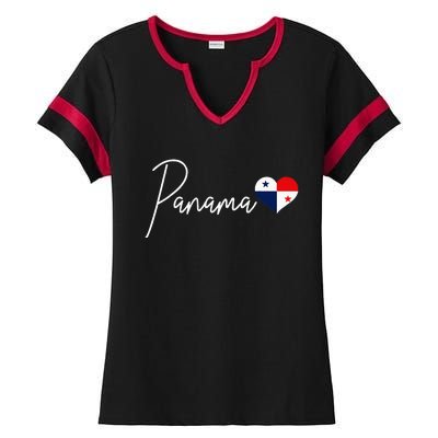 Panama Heart Pride Panamanian Flag Ladies Halftime Notch Neck Tee