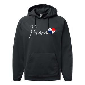 Panama Heart Pride Panamanian Flag Performance Fleece Hoodie