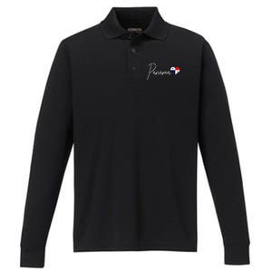 Panama Heart Pride Panamanian Flag Performance Long Sleeve Polo