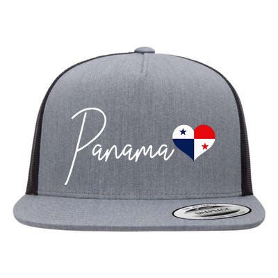 Panama Heart Pride Panamanian Flag Flat Bill Trucker Hat