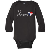 Panama Heart Pride Panamanian Flag Baby Long Sleeve Bodysuit