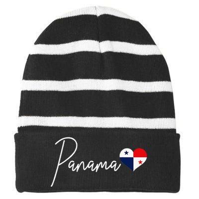 Panama Heart Pride Panamanian Flag Striped Beanie with Solid Band