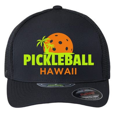 Pickleball Hawaii Palm Tree Gift Flexfit Unipanel Trucker Cap