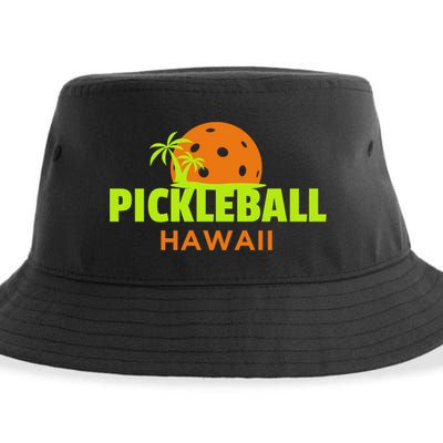 Pickleball Hawaii Palm Tree Gift Sustainable Bucket Hat