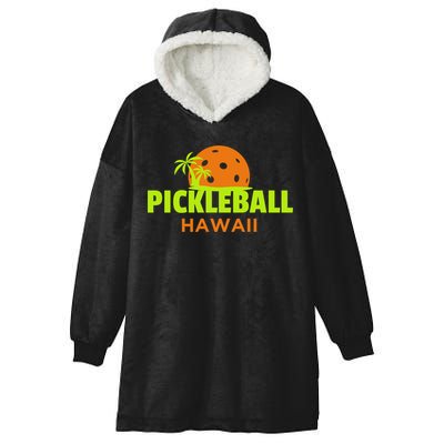 Pickleball Hawaii Palm Tree Gift Hooded Wearable Blanket