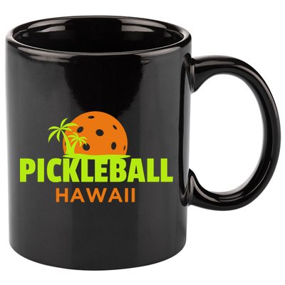 Pickleball Hawaii Palm Tree Gift 11oz C Handle Ceramic Mug