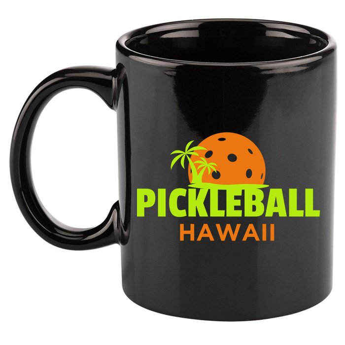 Pickleball Hawaii Palm Tree Gift 11oz C Handle Ceramic Mug