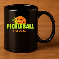 Pickleball Hawaii Palm Tree Gift 11oz C Handle Ceramic Mug