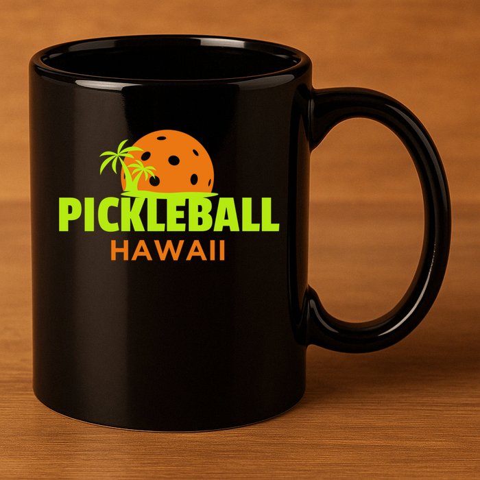 Pickleball Hawaii Palm Tree Gift 11oz C Handle Ceramic Mug