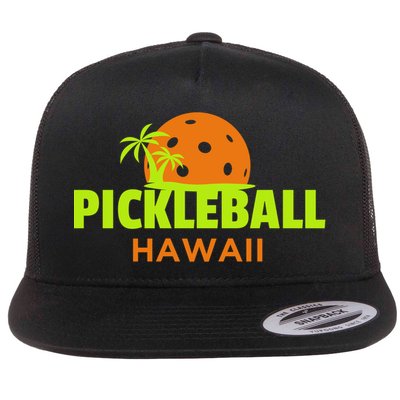 Pickleball Hawaii Palm Tree Gift Flat Bill Trucker Hat