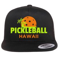 Pickleball Hawaii Palm Tree Gift Flat Bill Trucker Hat