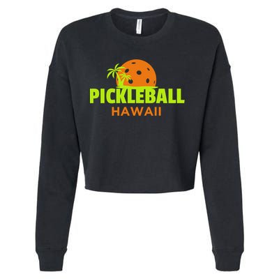 Pickleball Hawaii Palm Tree Gift Cropped Pullover Crew